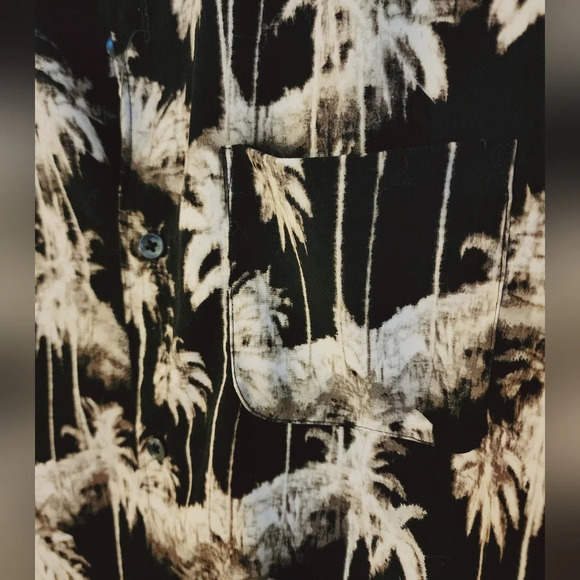 Van Heusen Midnight Palm Print Man Wicking Quick-Dry Pocket SZ S/P 14-14.5 (NWT) - Picture 3 of 9